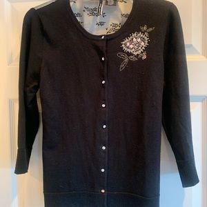 Black cardigan by Charlotte and matching camisole